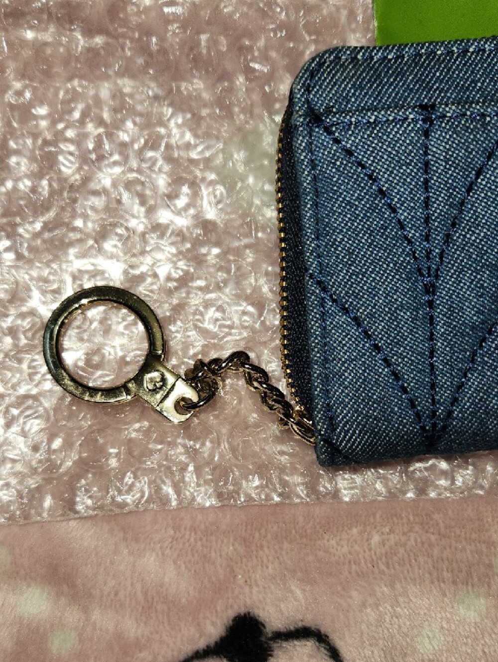 kate spade Quilted Denim Zip Card Case Wallet - Navy Blue - Picture 4 of 13